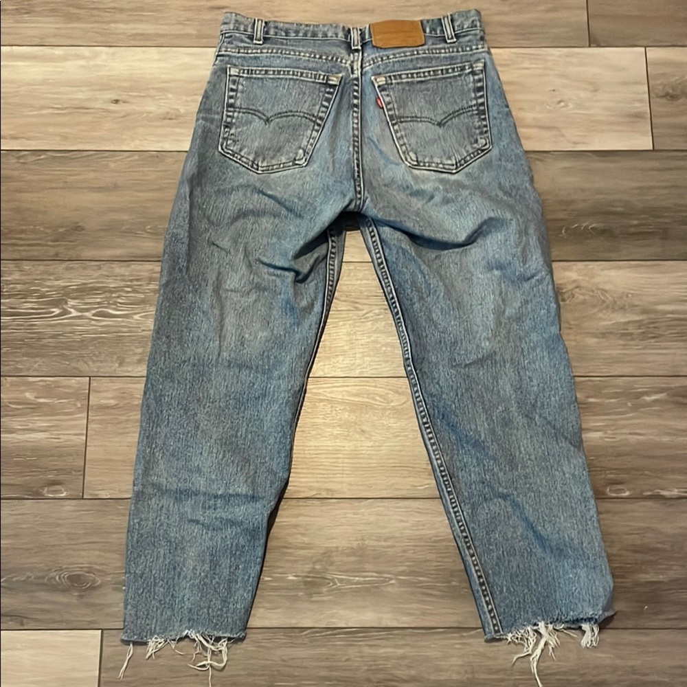 Vintage Levi's 505 Blue Straight Jeans with Distressed Hem